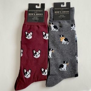 Banana Republic Factory Men’s Socks Dogs Pattern Gray/Novel Burgundy NWT Size OS